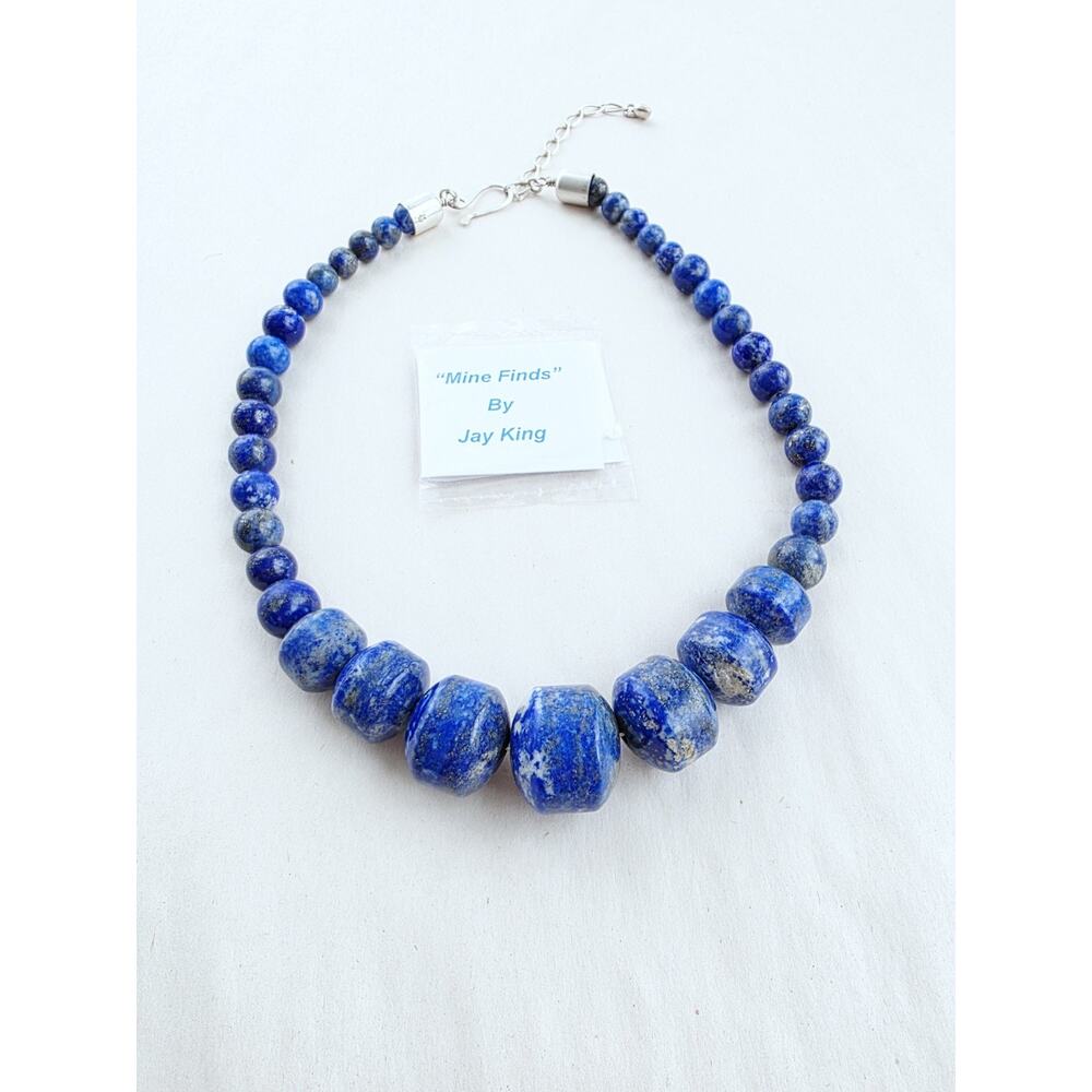 Jay King DTR signed 925 Sterling Silver Necklace 18" Lapis Lazuli New Royal Blue